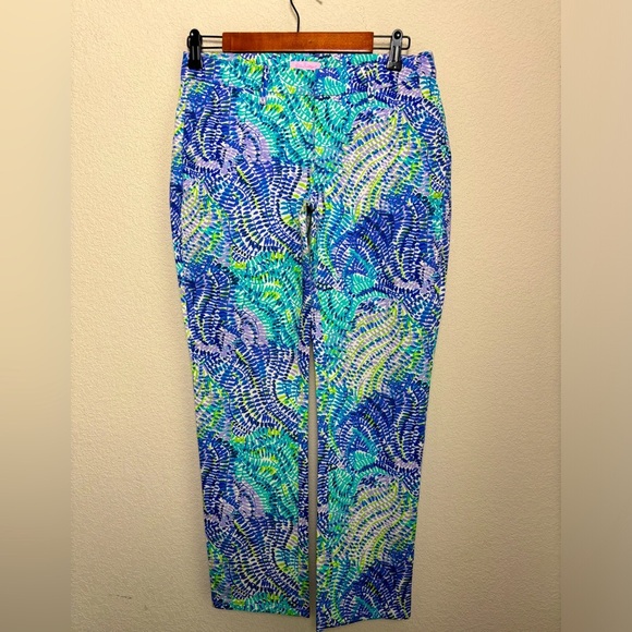 Lilly Pulitzer Shana Stretch Crop Ankle Pants in Blue Current Fantasea 4 - Picture 1 of 6